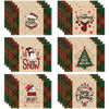 Christmas table mat with white linen snowman checkered print