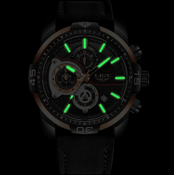 Men's Elegant Waterproof  Watch With Leather Straps   Business Style Watches Unique Design Perfect Gift For Your Man