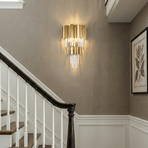 Art Deco Crystal Wall Sconce Gold Chrome – Empire Style E12 Dimmable Wall Light