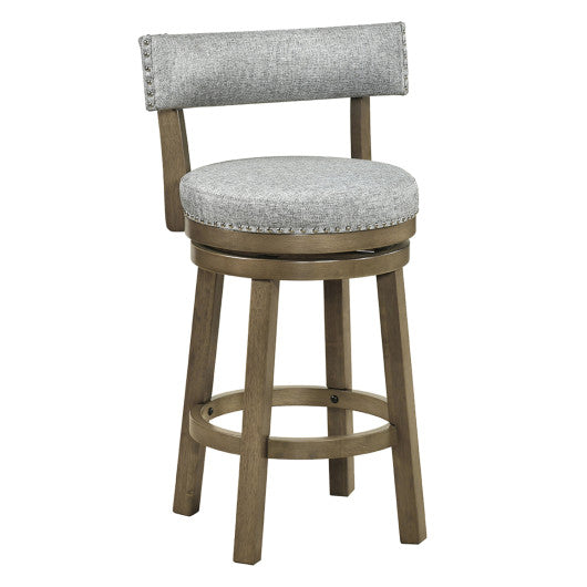 27/31 Inch Swivel Bar Stool with Upholstered Back Seat and Footrest-27 inches