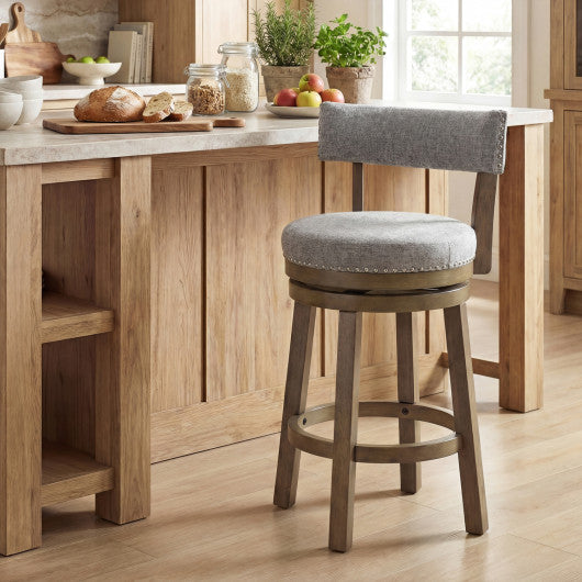 27/31 Inch Swivel Bar Stool with Upholstered Back Seat and Footrest-27 inches