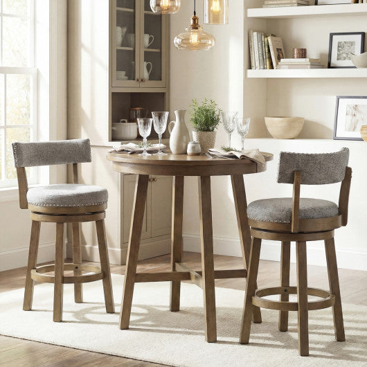 27/31 Inch Swivel Bar Stool with Upholstered Back Seat and Footrest-27 inches