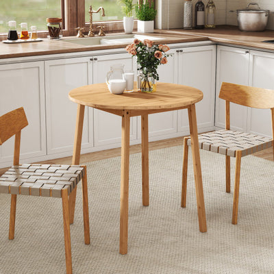 27.5 Inch Round Bamboo Dining Table for 2-4 Person-Natural