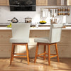 27 Inch Counter Height Bar Chairs with Rubber Wood Legs Set of 2-Beige