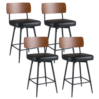 27 Inch Padded Counter Barstools Set of 4 with Metal Legs-Black