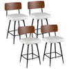 27 Inch Padded Counter Barstools Set of 4 with Metal Legs-White