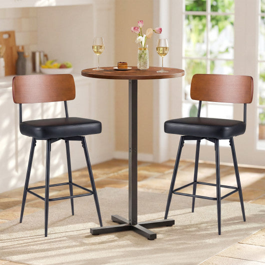 27 Inch Padded Counter Barstools Set of 2 with Metal Legs-Black