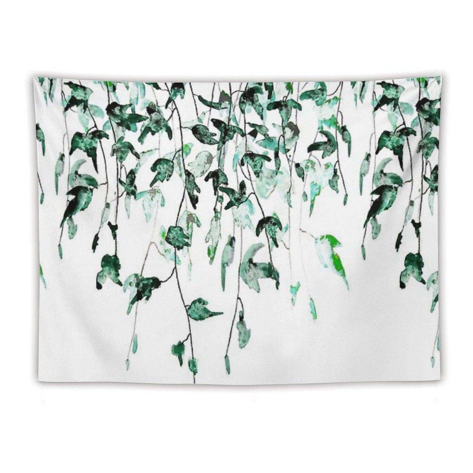 Hand Painted Ivy on The Wall Watercolor Tapestry