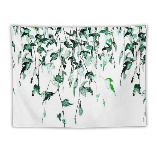 Hand Painted Ivy on The Wall Watercolor Tapestry