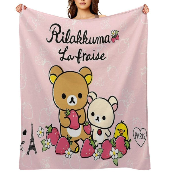 Cute Rilakkuma Strawberry All-season Throw Blanket