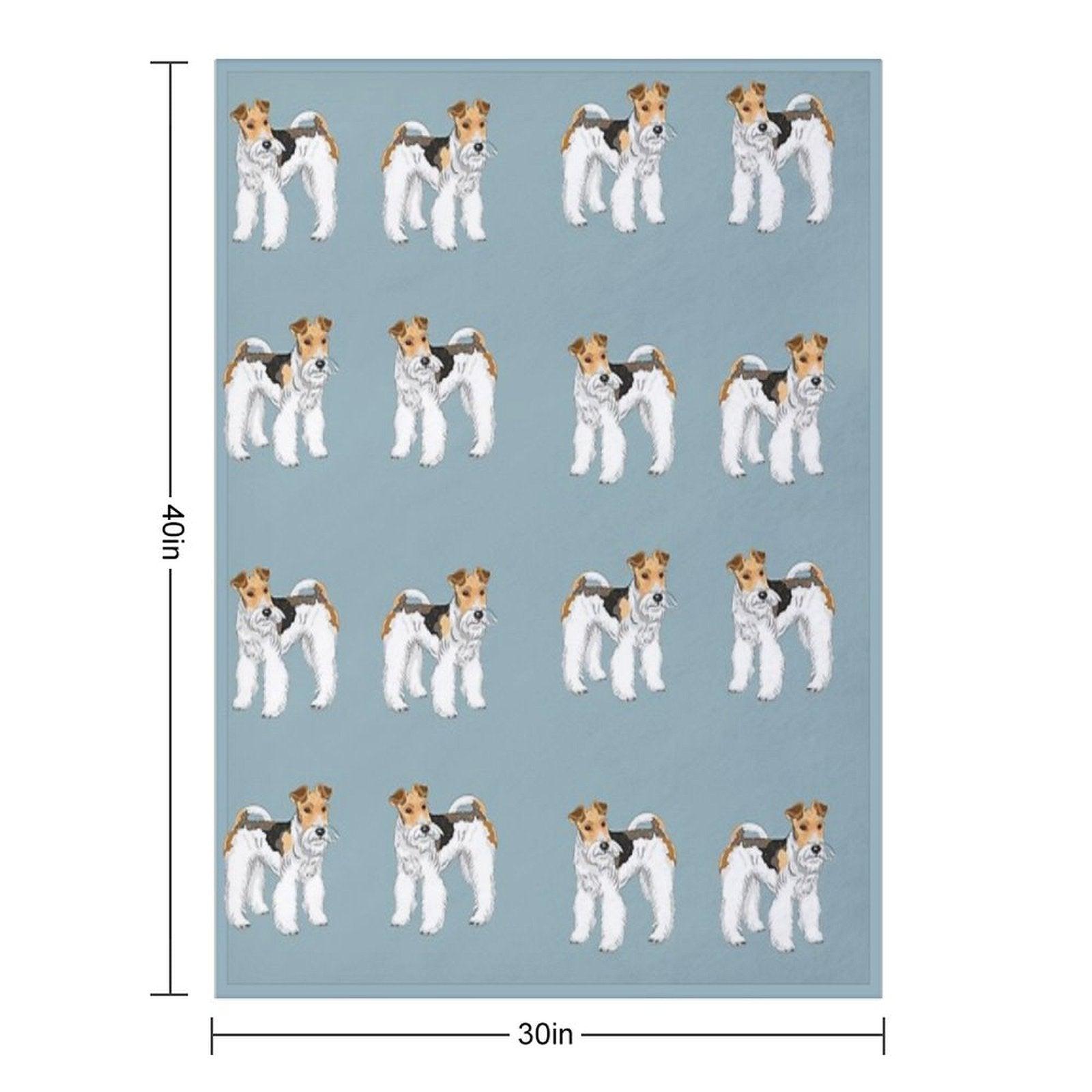 Retro Wire Haired Fox Terrier Design Throw Blanket