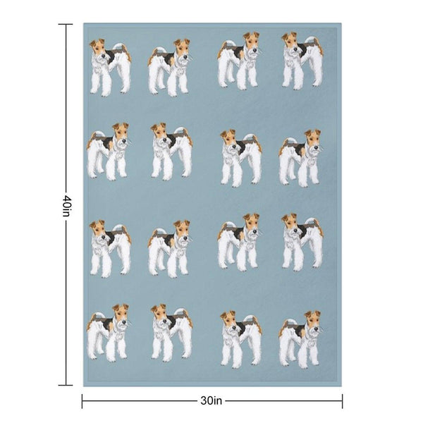 Retro Wire Haired Fox Terrier Design Throw Blanket