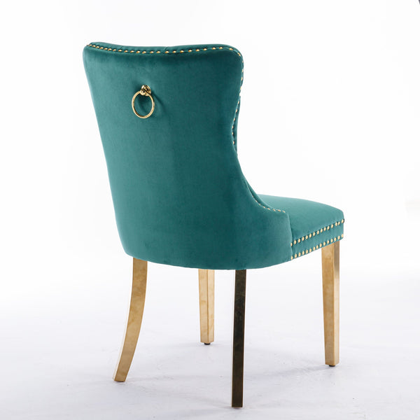 Nikki Collection Modern Tufted Solid Wood Velvet Upholstered Dining Chair with Gold Legs