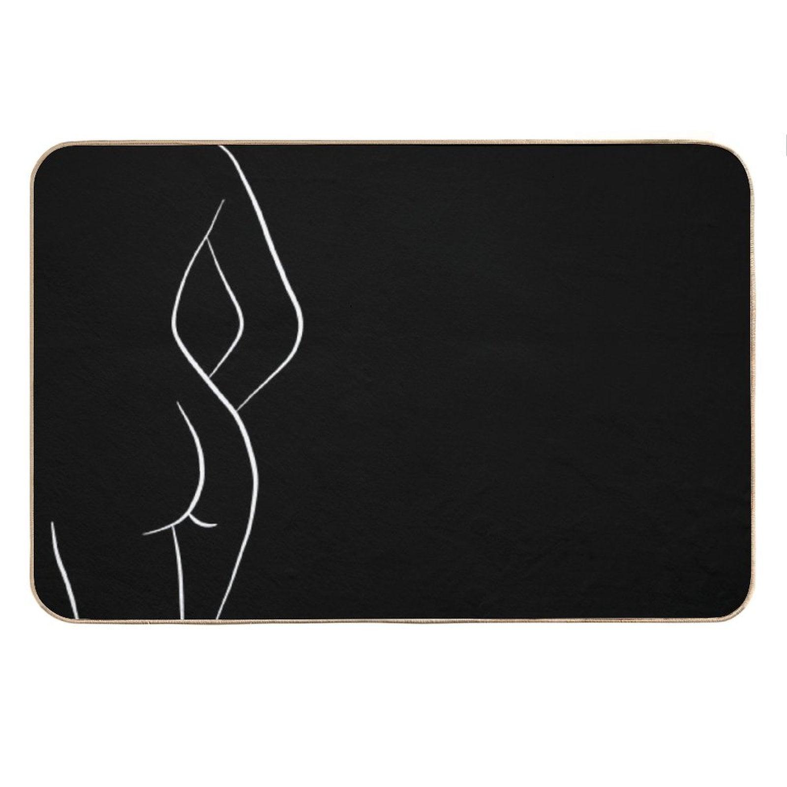 Woman Body Outline Line Art in Black - Hello Helena Bath Mat