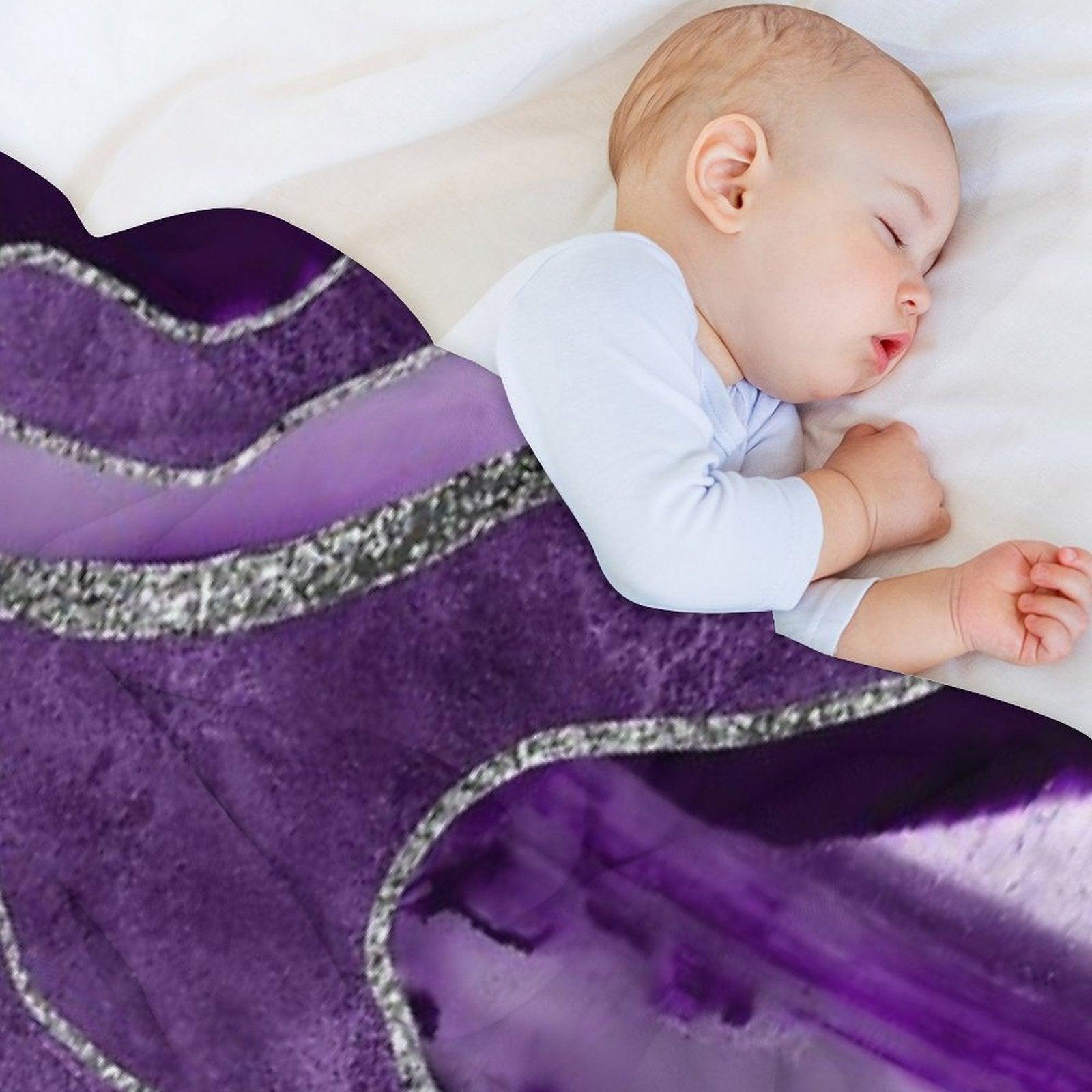 Purple Marble Agate Silver Glam #1 (Photo of Glitter Only - Not Reflective) Throw Blanket