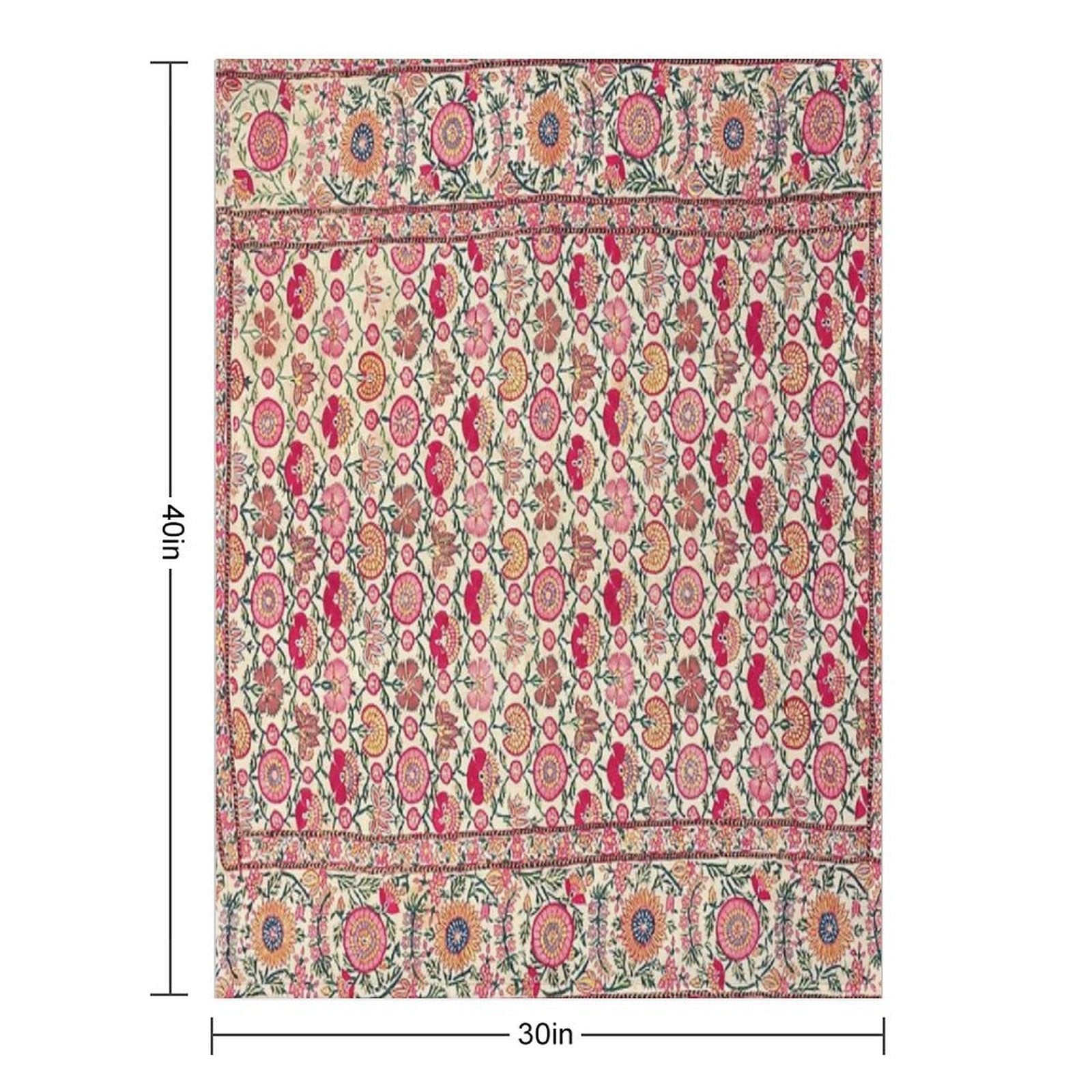 Vintage India Embroidered Textile, 17th Century Wrinkle-free Throw Blanket