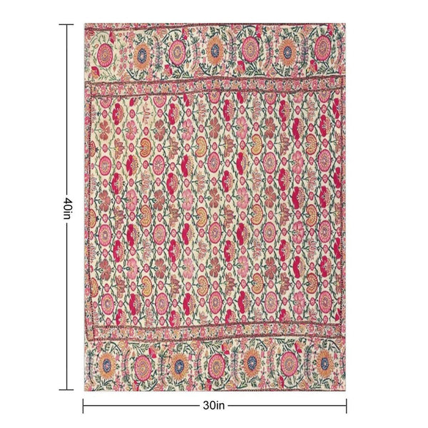 Vintage India Embroidered Textile, 17th Century Wrinkle-free Throw Blanket