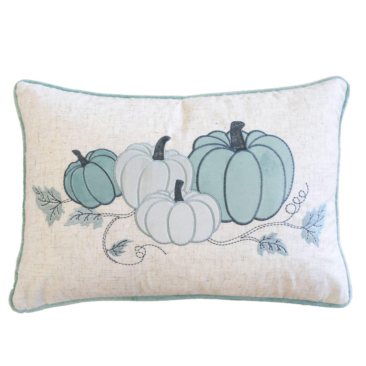 Embroidered Pumpkin Lumbar Throw Pillow – Misty
