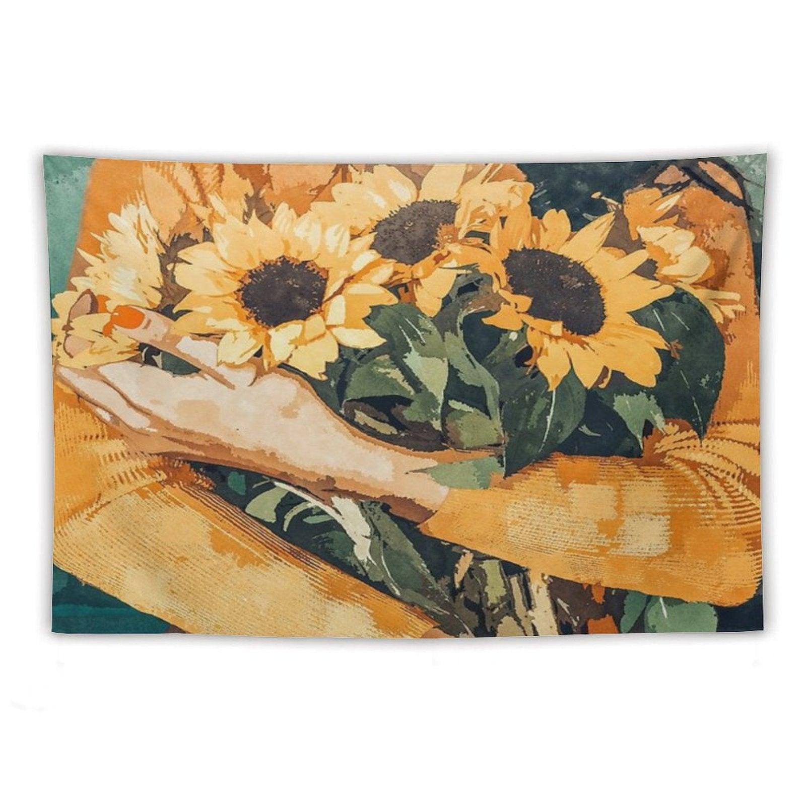 Holding Sunflowers Tapestry