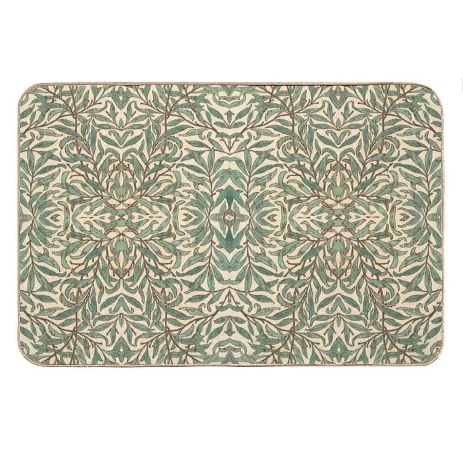 William Morris Willow Bough Wood Watercolor Pattern Bath Mat