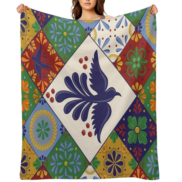 Mexican Talavera Tiles Colorful Pattern Velvety-soft Throw Blanket