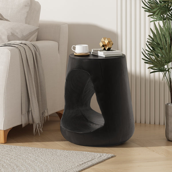 MGO Hollow Side Table with Wood-like Texture