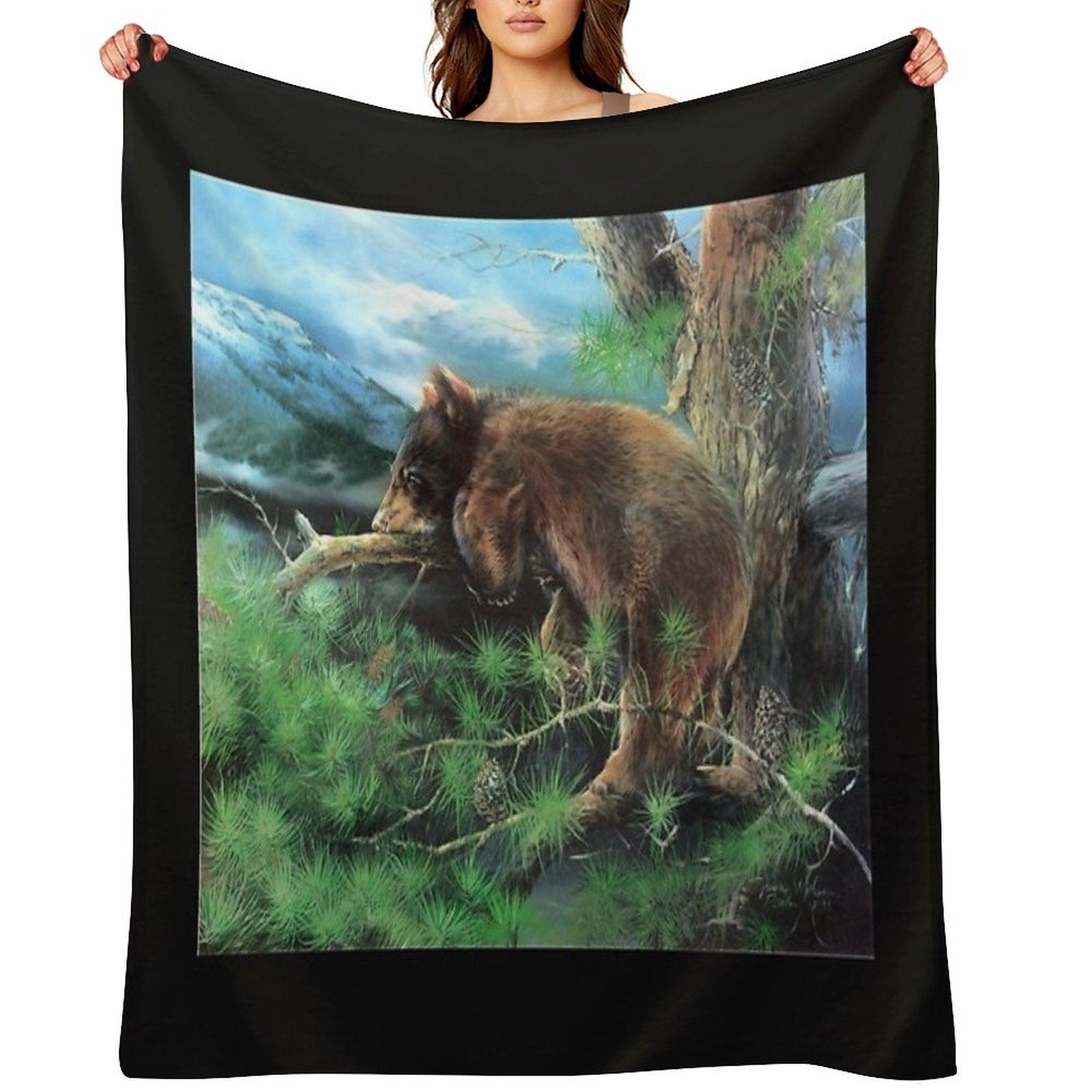 Cinnamon Tree Black Bear Cub Throw Blanket