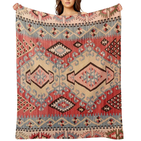 Vintage Anatolian Kilim 1970`s Versatility Throw Blanket