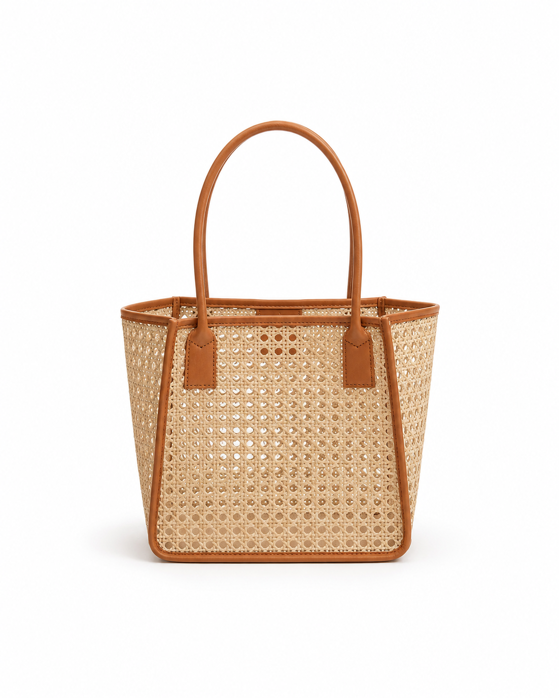 Citra Leather and Rattan Tote Bag