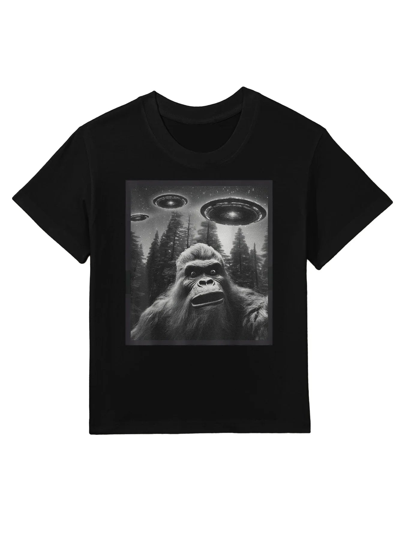 CAT Funny Graphic For Men Women Bigfoot Sasquatch Alien UFO Kids T-Shirt