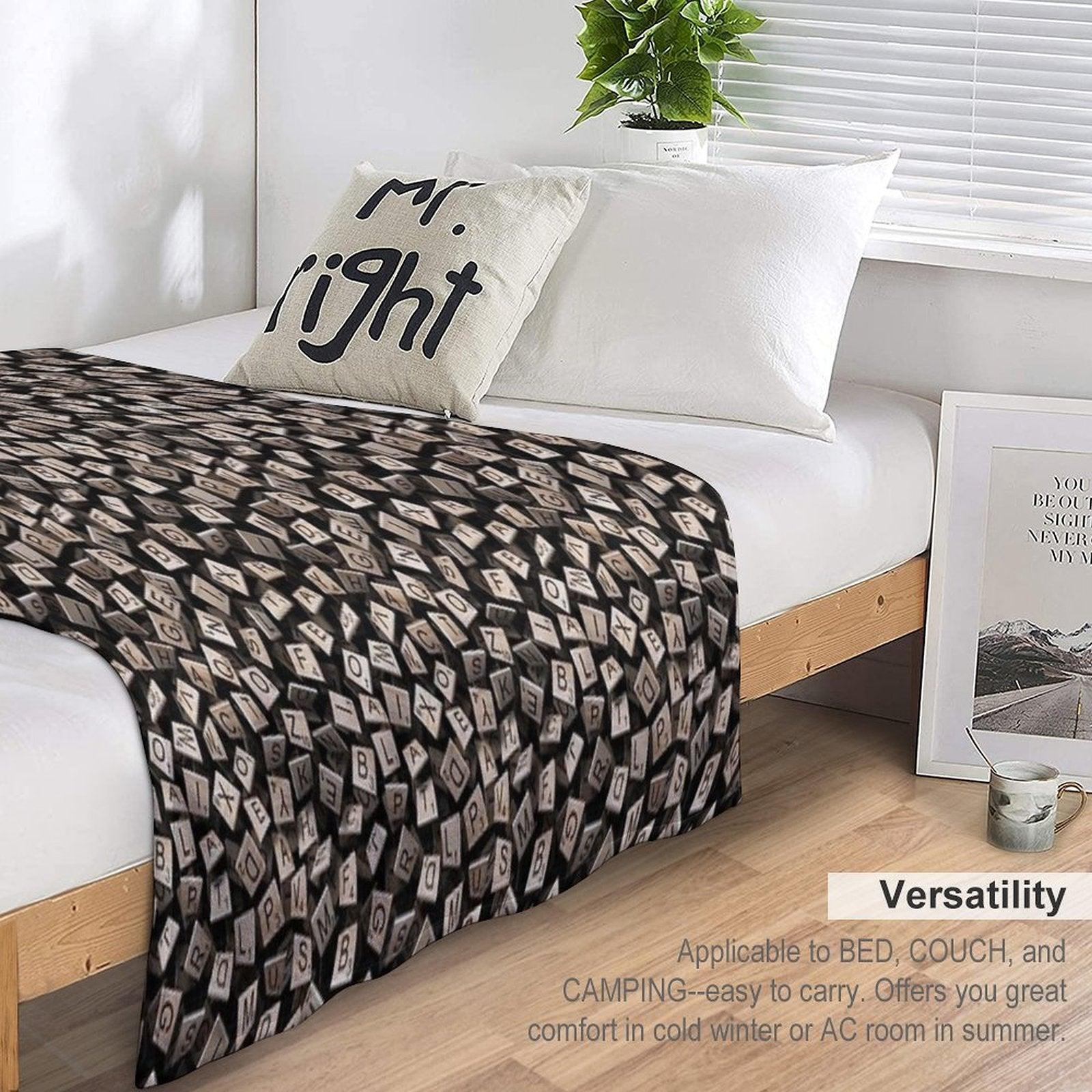 Scrabble Tile Madness Pattern Throw Blanket