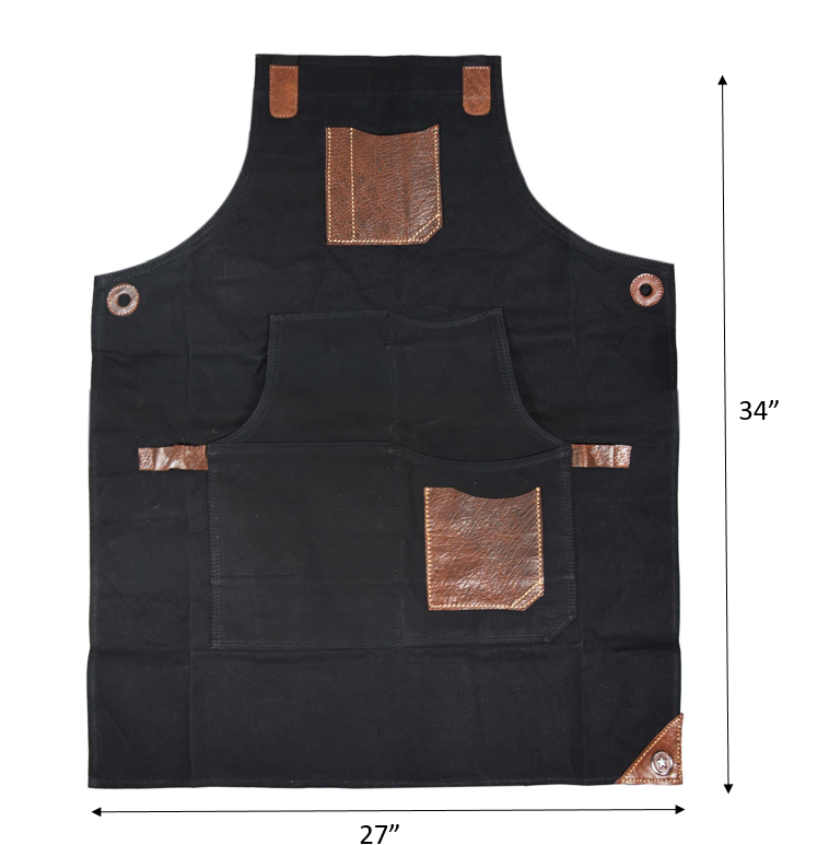 Turin Leather Canvas Apron - Raven Black