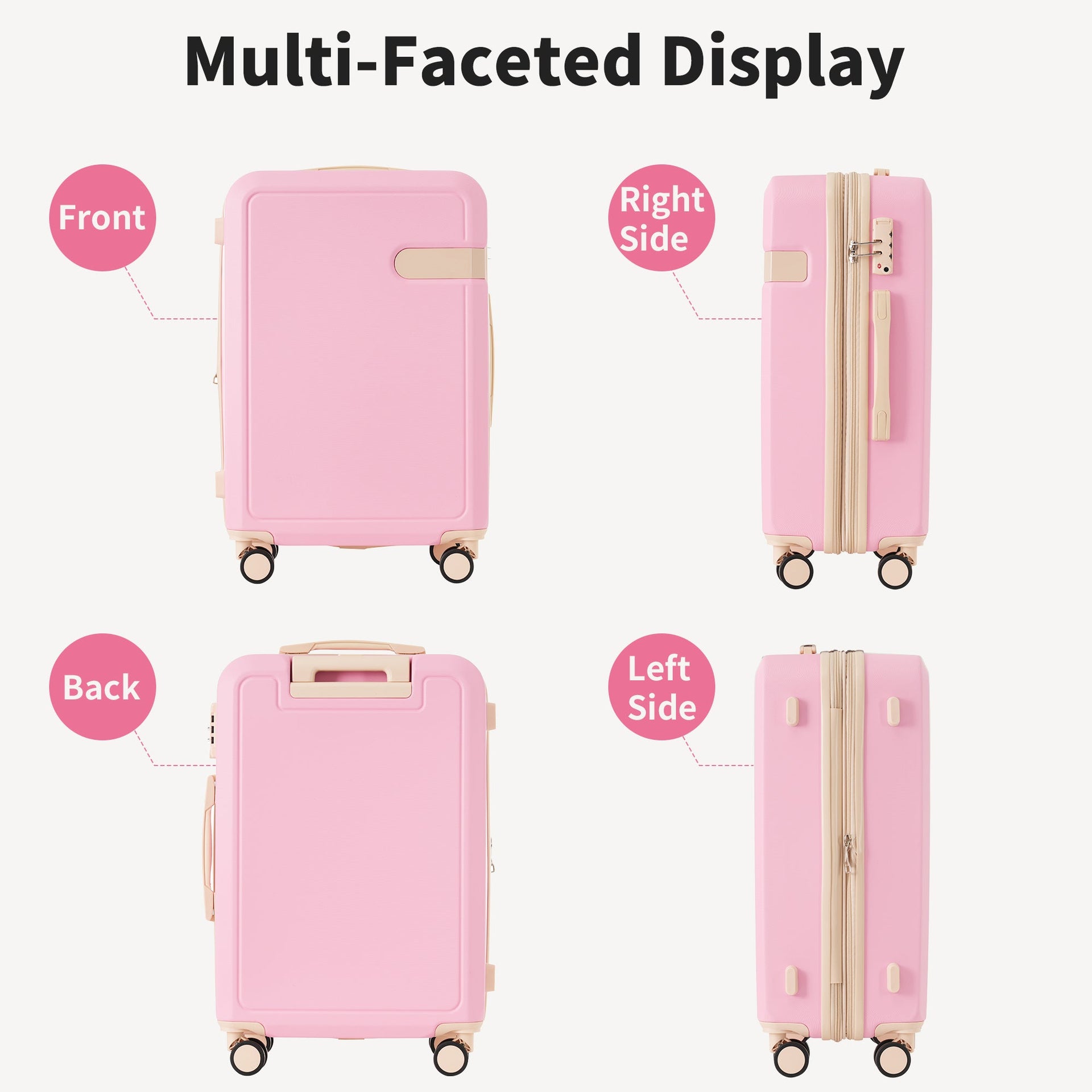 4 Piece Luggage Set with Compression Packing Cubes for Suitcase Expanable Spinner Wheels Lightweight Suitcase with TSA Lock 16 IN+20IN+24IN+28IN