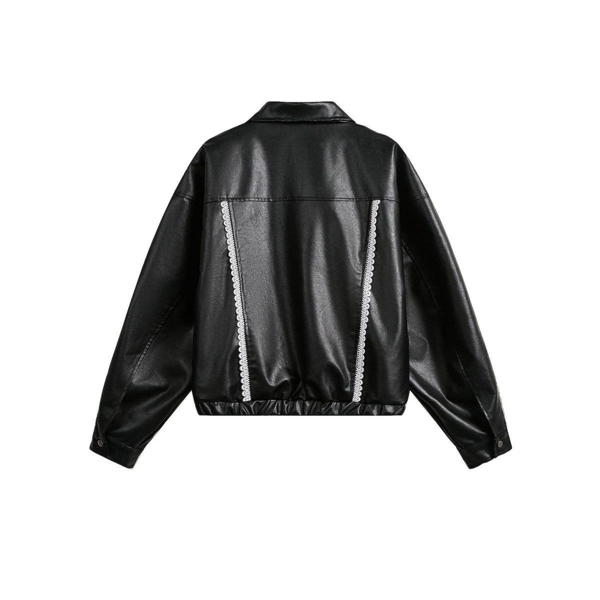 Women's Street Black Lace Love Number Embroidered Lapel Jacket