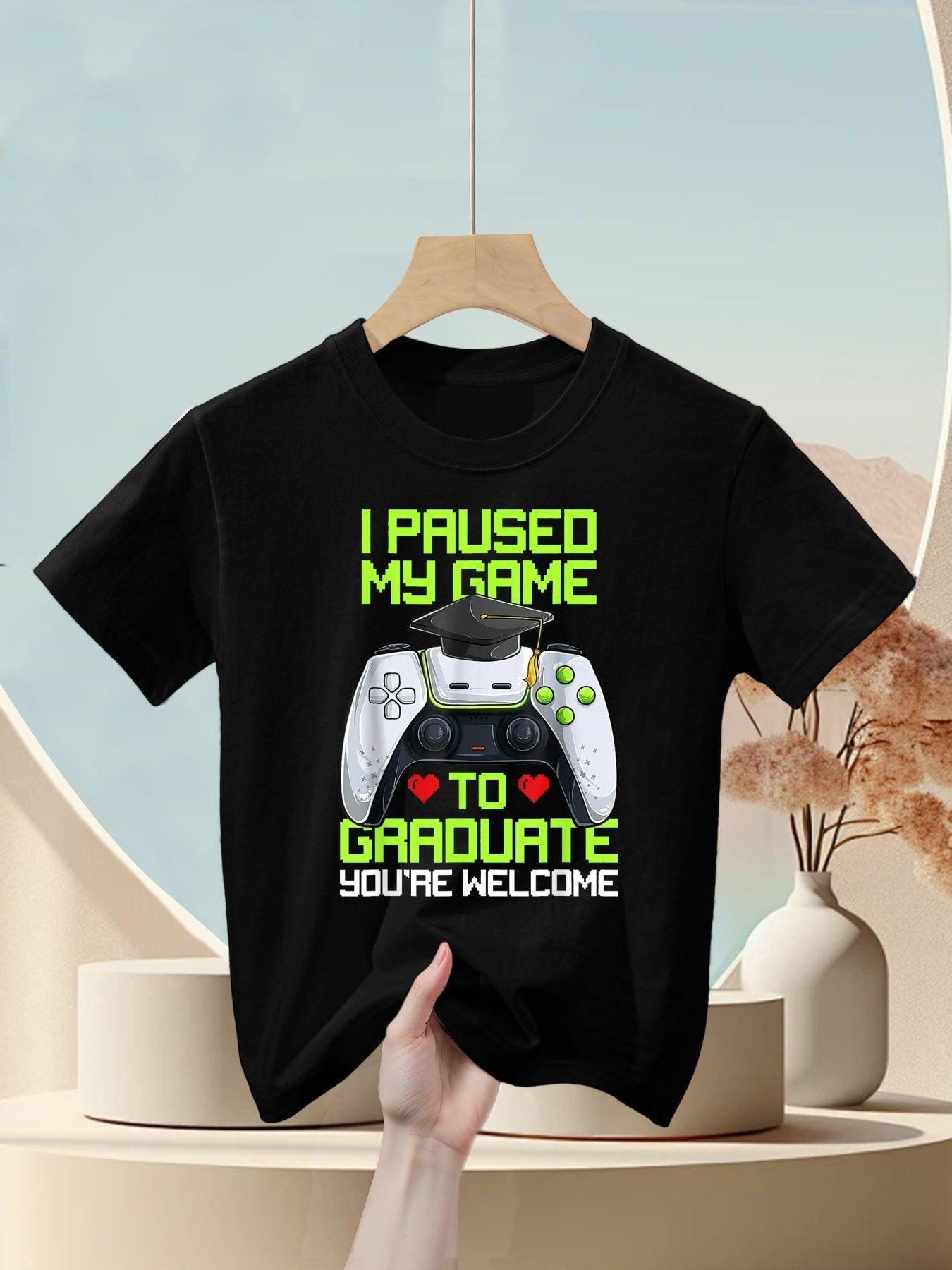 I Paused My Game To Graduate Funny Graduation Graduate Gamer Kids T-Shirt