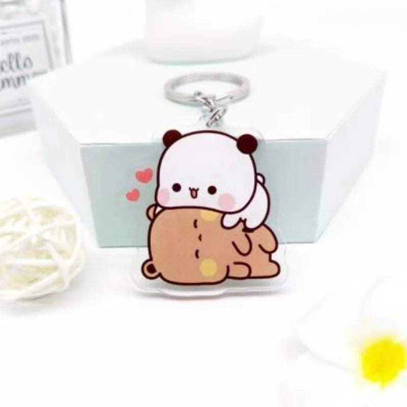 Cute cartoon Bubudu Giant Panda Pendant Keychain Car Key Acrylic Backpack Keychain Pendant