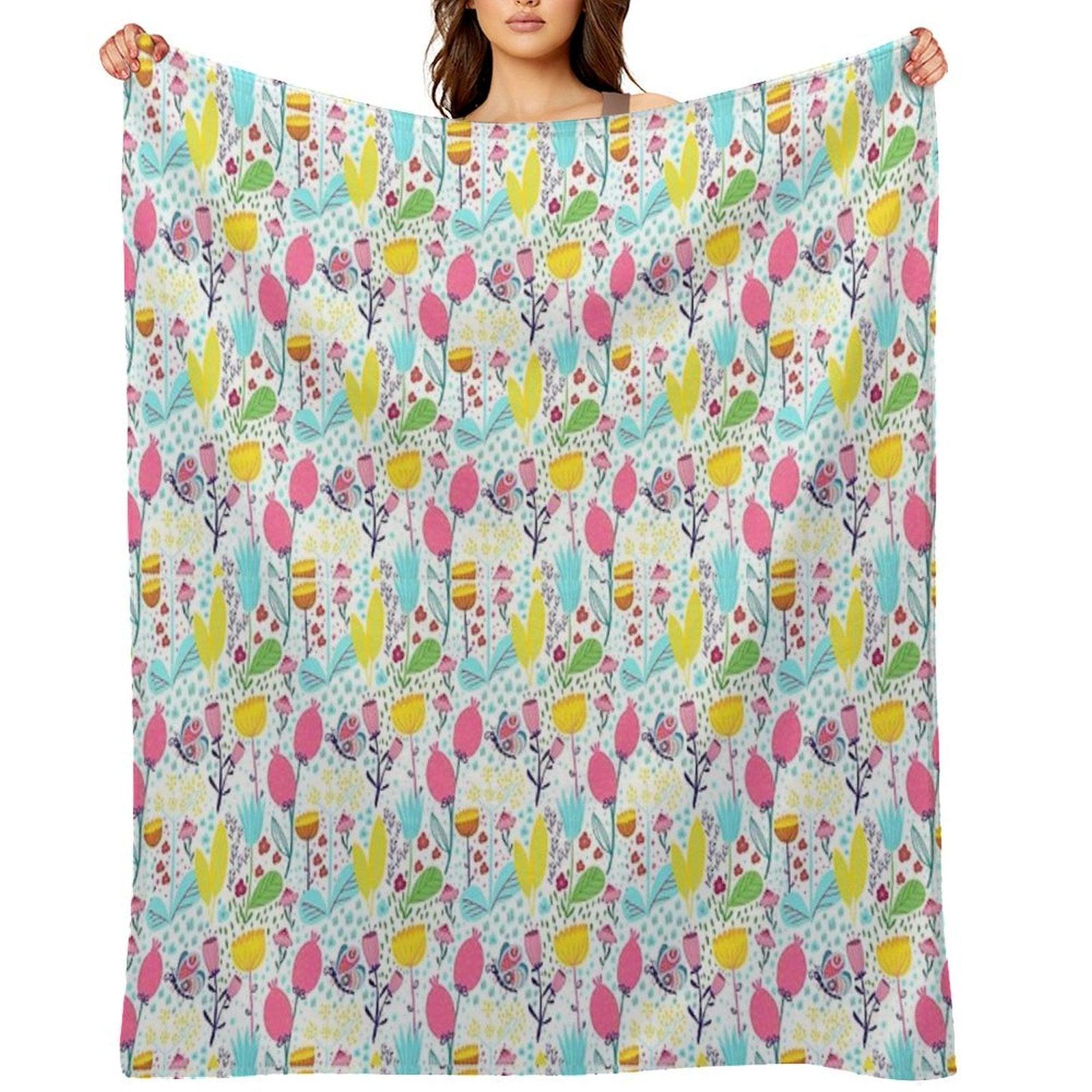 Funky Flowers Throw Blanket