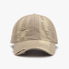 Distressed Adjustable Cotton Baseball Cap for Everyday Wear - Khaki / One Size