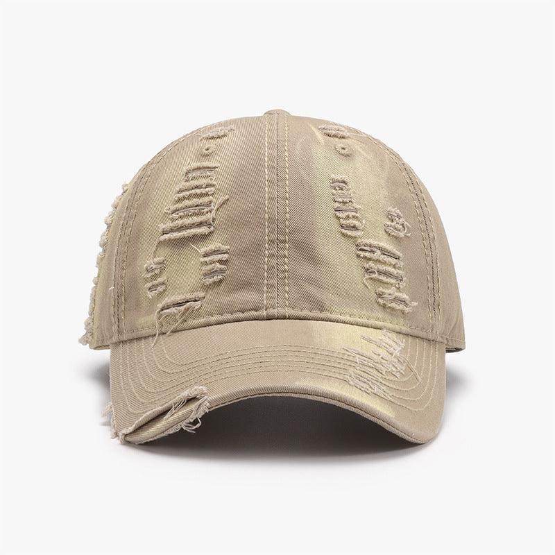 Distressed Adjustable Cotton Baseball Cap for Everyday Wear