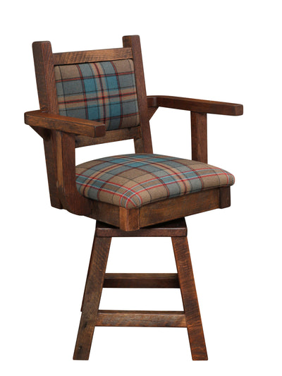 Barnwood Colonial Swivel Counter Stool With Arms
