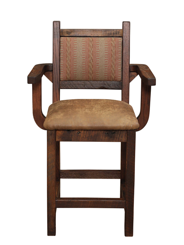Barnwood Colonial Barstool With Arms