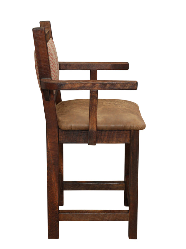 Barnwood Colonial Barstool With Arms