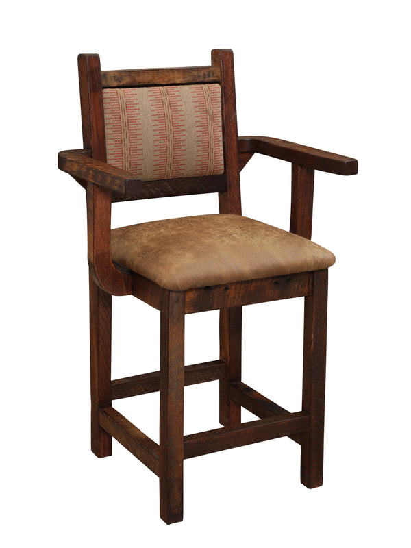 Barnwood Colonial Counter Stool With Arms