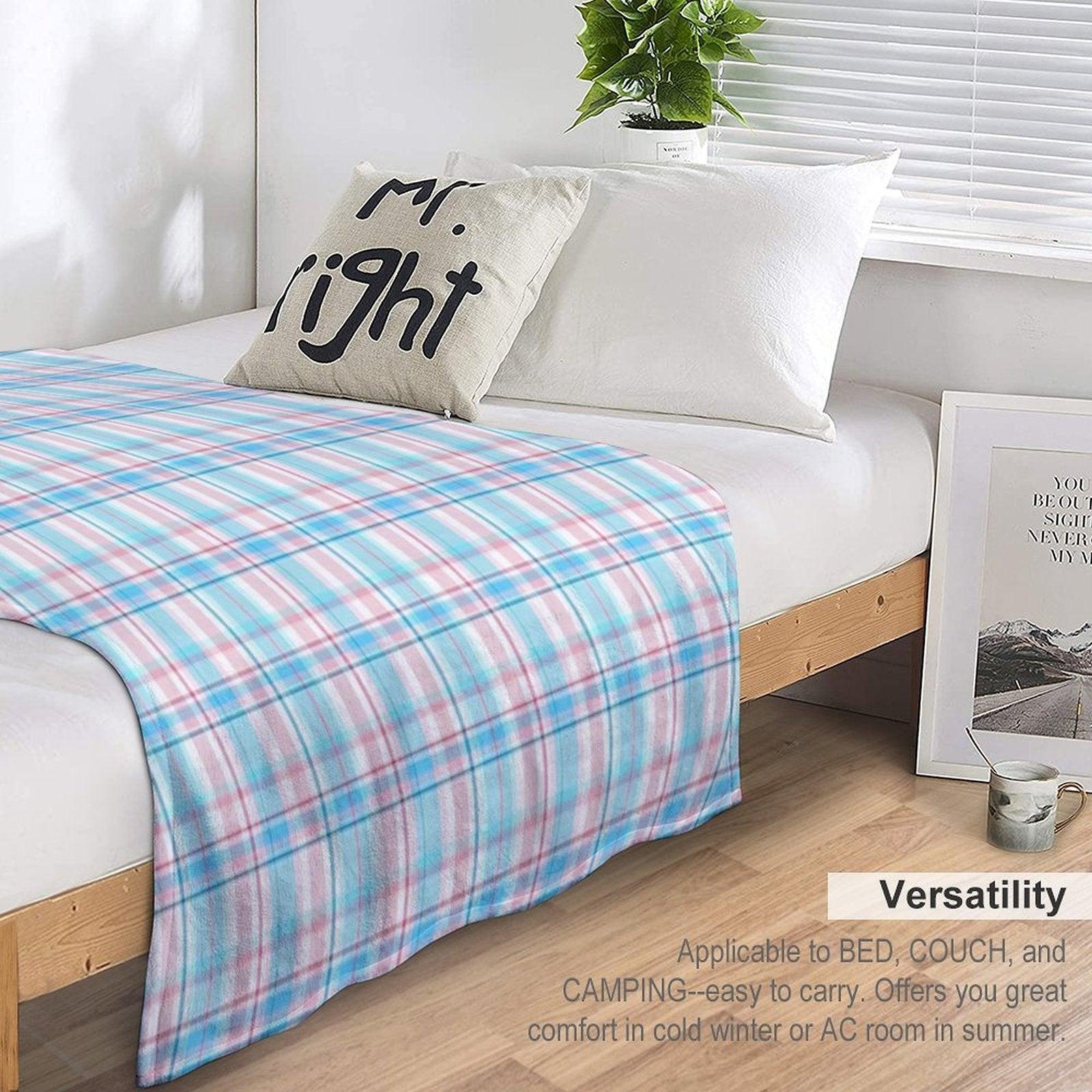 Trans Pride Tartan Throw Blanket