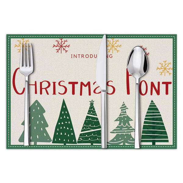 stmas linen placemats holiday party decorations insulation mats linen Christmas tree printed coasters