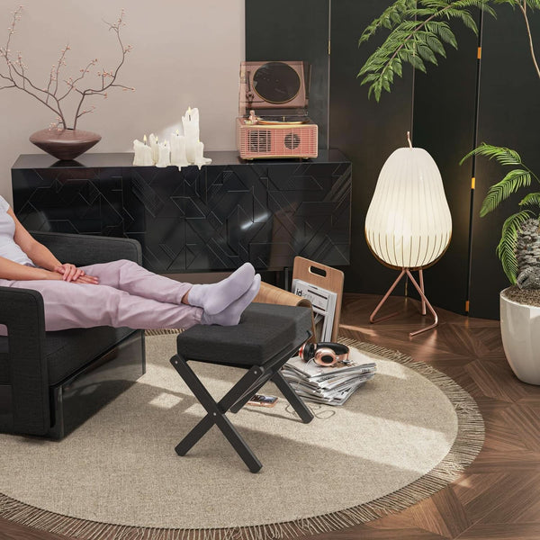 Foldable Foot Stool Black For Contemporary Living Room