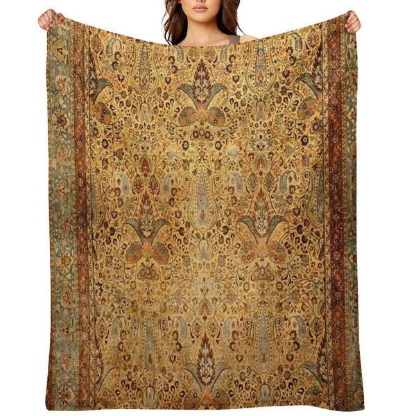 Antique Persian Khorassan Rug Print Throw Blanket