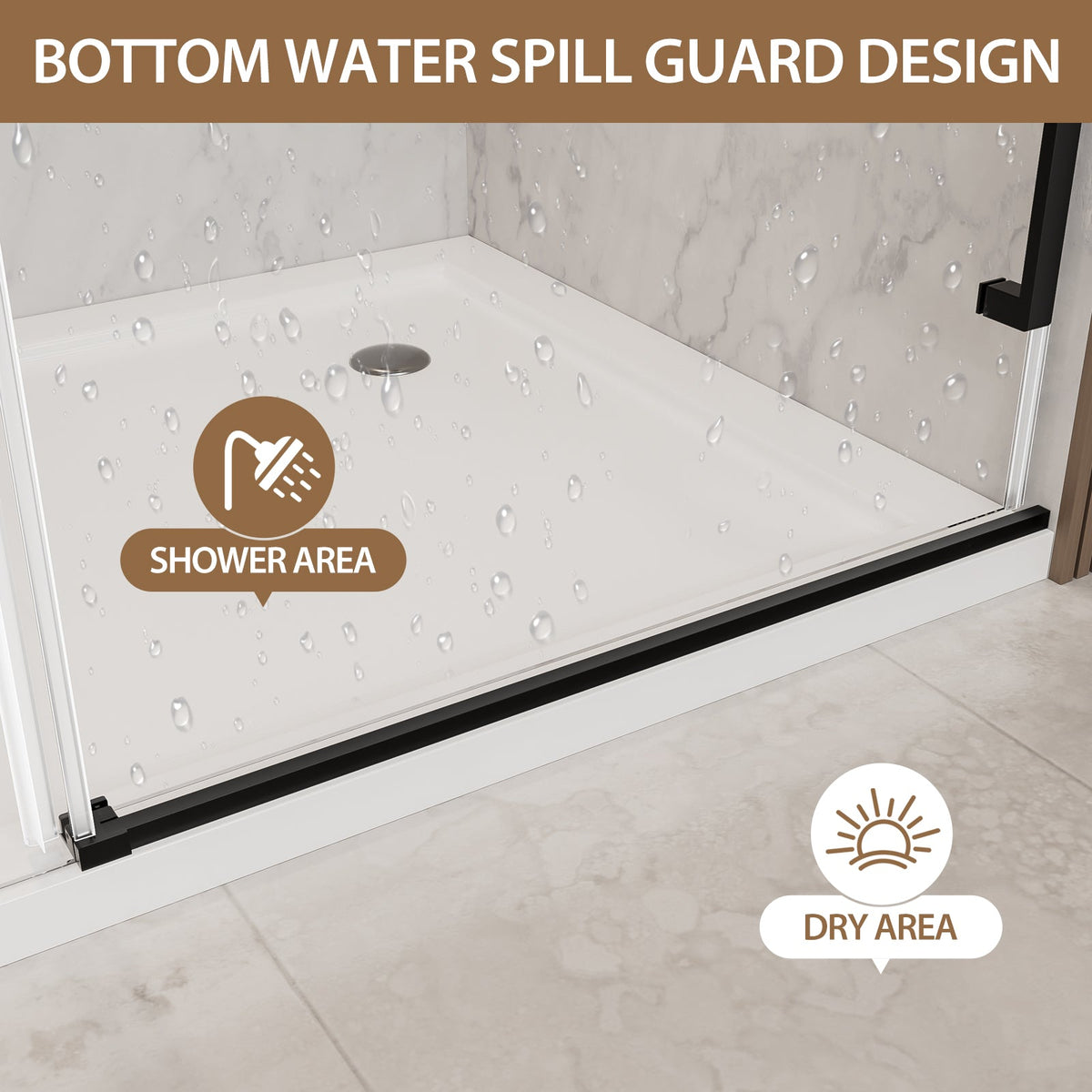Matte Frameless Sliding Shower Door 56