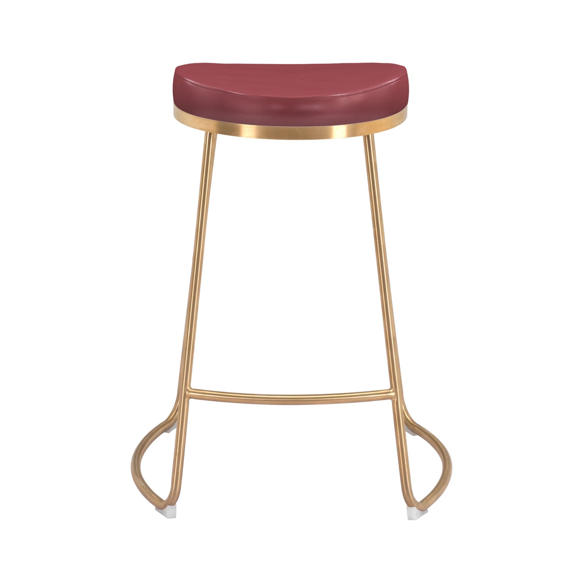 Bree Counter Stool (Set of 2) Burgundy & Gold