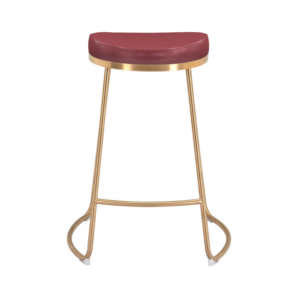 Bree Counter Stool (Set of 2) Burgundy & Gold